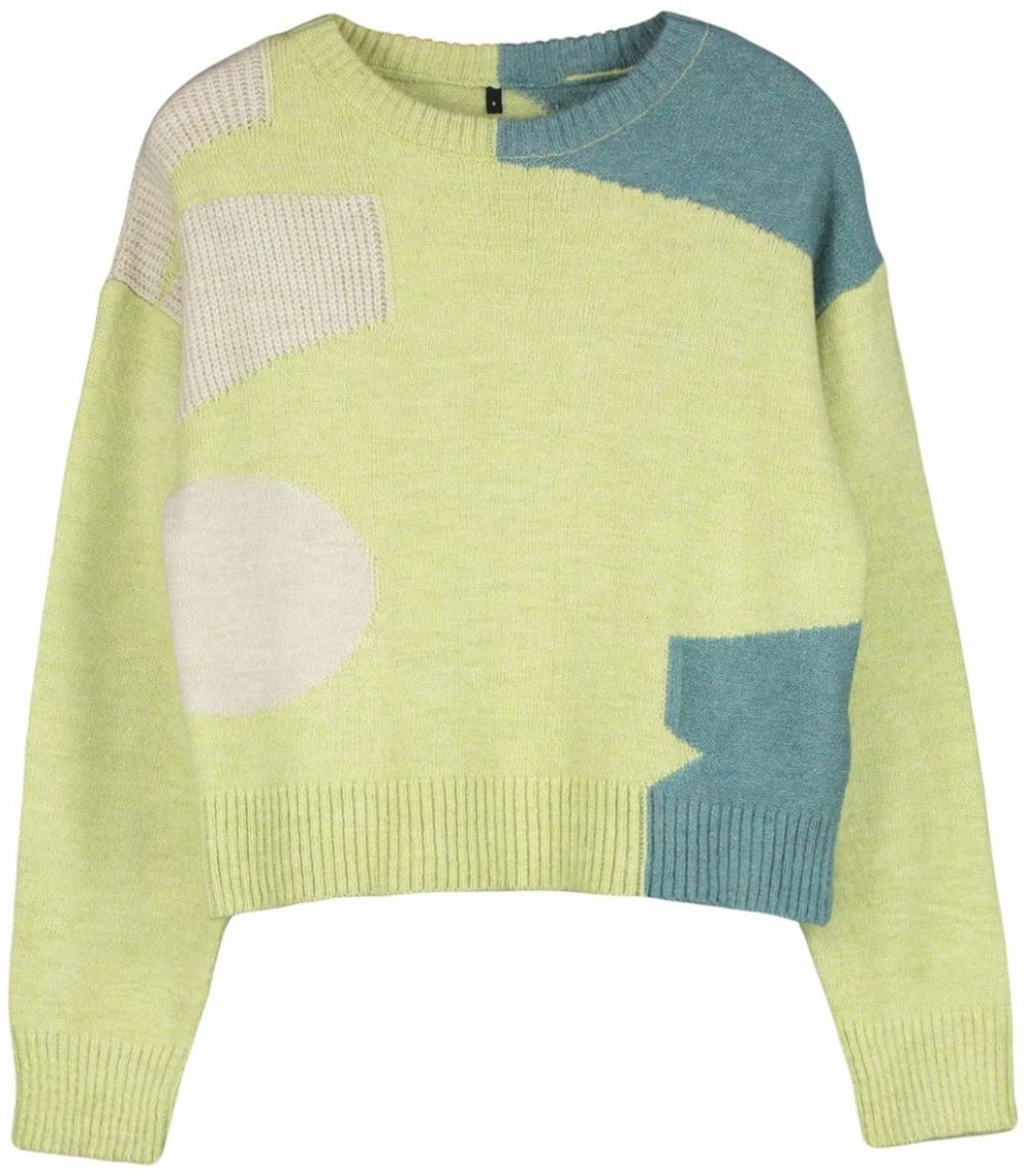 Trendyol Green Soft Textured Color Blocked Knitwear Sweater