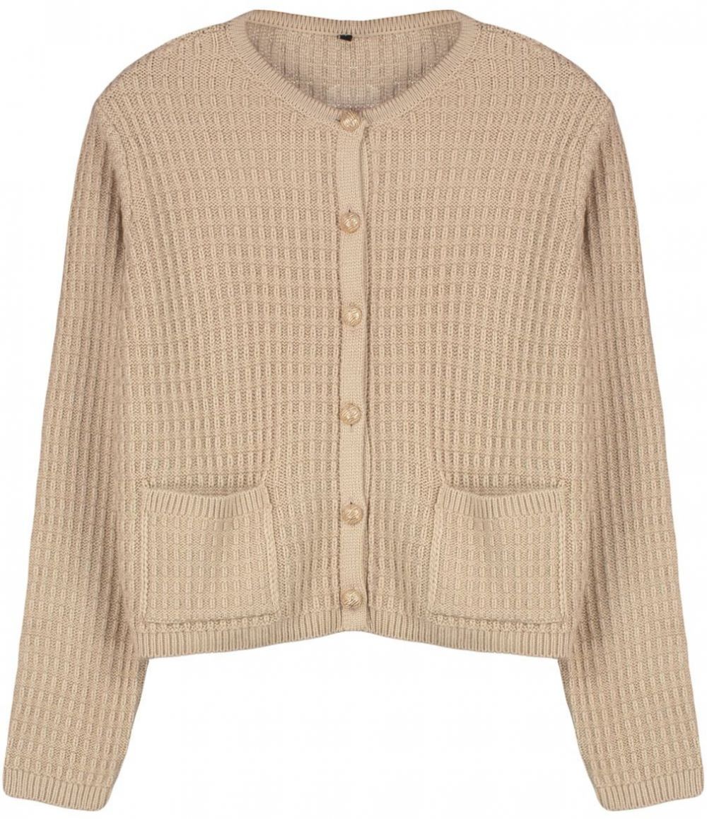Trendyol Stone Jacket Look Buttoned Pocket Detailed Knitwear Cardigan