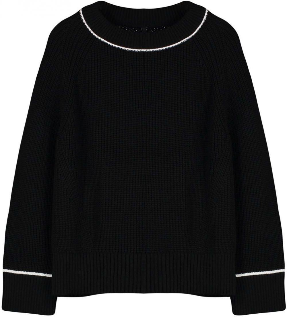 Trendyol Black Wide Fit Piping Detailed Knitwear Sweater