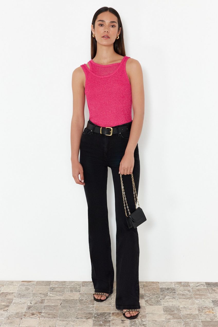 Trendyol Pink Glitter Knitwear Blouse