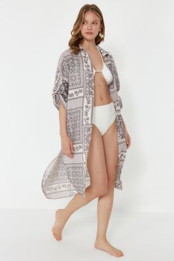 Trendyol Ethnic Patterned Wide Fit Midi Woven Beach Dress