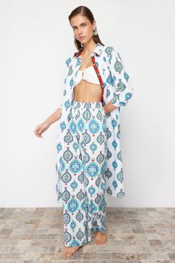 Trendyol Ethnic Patterned Woven 100% Cotton Trousers