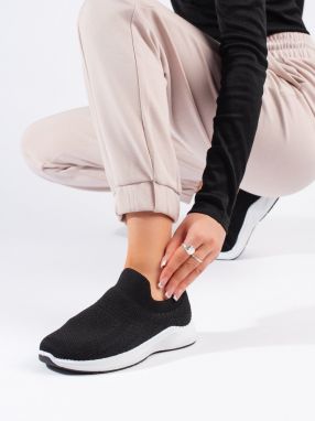 Shelvt Black Textile Sports Shoes