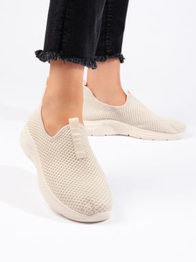 Shelvt Beige textile sports shoes