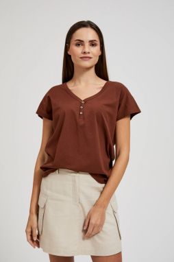 Women's T-shirt with buttons MOODO - brown