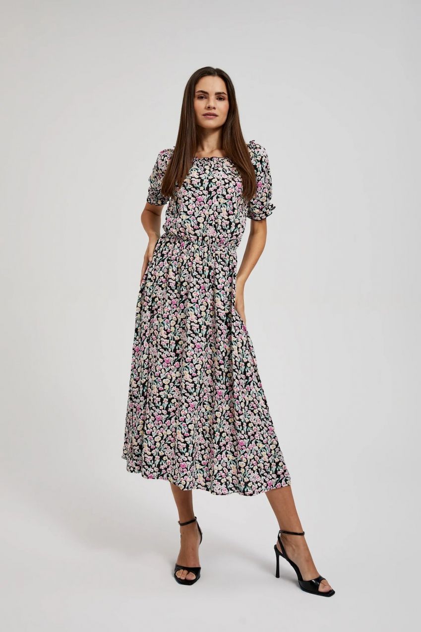 Women's patterned dress MOODO - black
