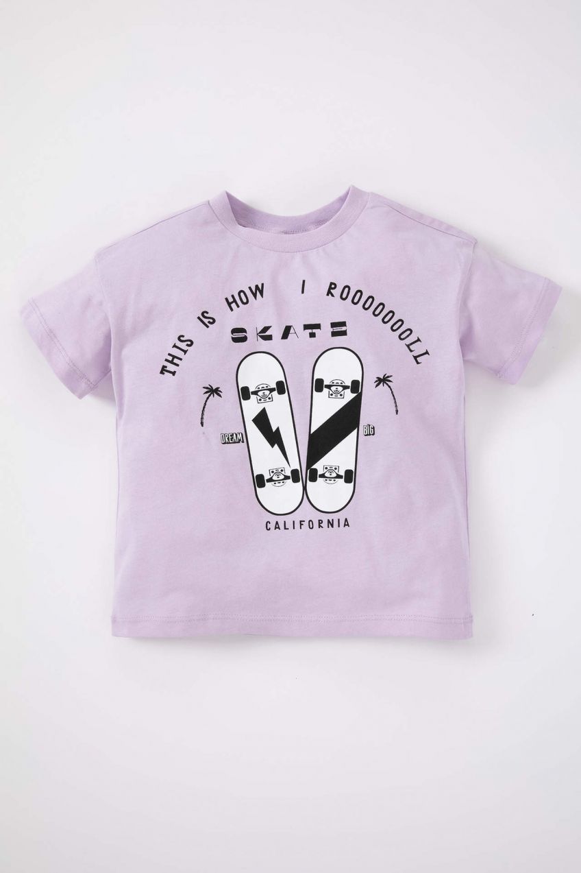 DEFACTO Baby Boy Printed Combed Cotton Short Sleeve T-Shirt