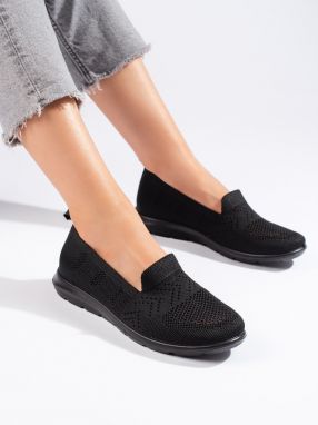 Shelvt Women's Black Textile Slip On