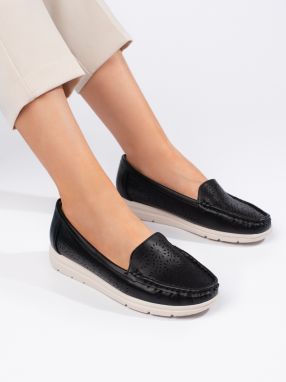 Shelvt Women's Black Loafers