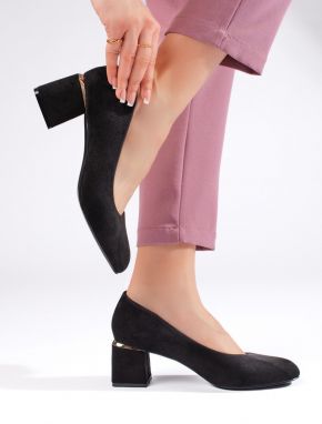 Shelvt Black suede pumps with heels