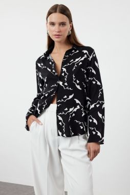 Trendyol Black Patterned Oversize Wide Pattern Woven Shirt
