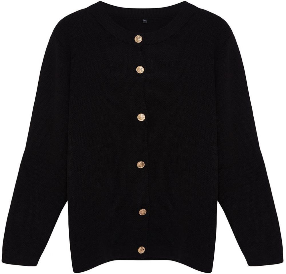 Trendyol Curve Black Crew Neck Buttoned Knitwear Cardigan