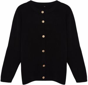 Trendyol Curve Black Crew Neck Buttoned Knitwear Cardigan