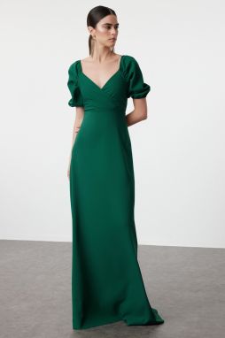 Trendyol Emerald Green A-Line Woven Long Evening Dress & Graduation Dress