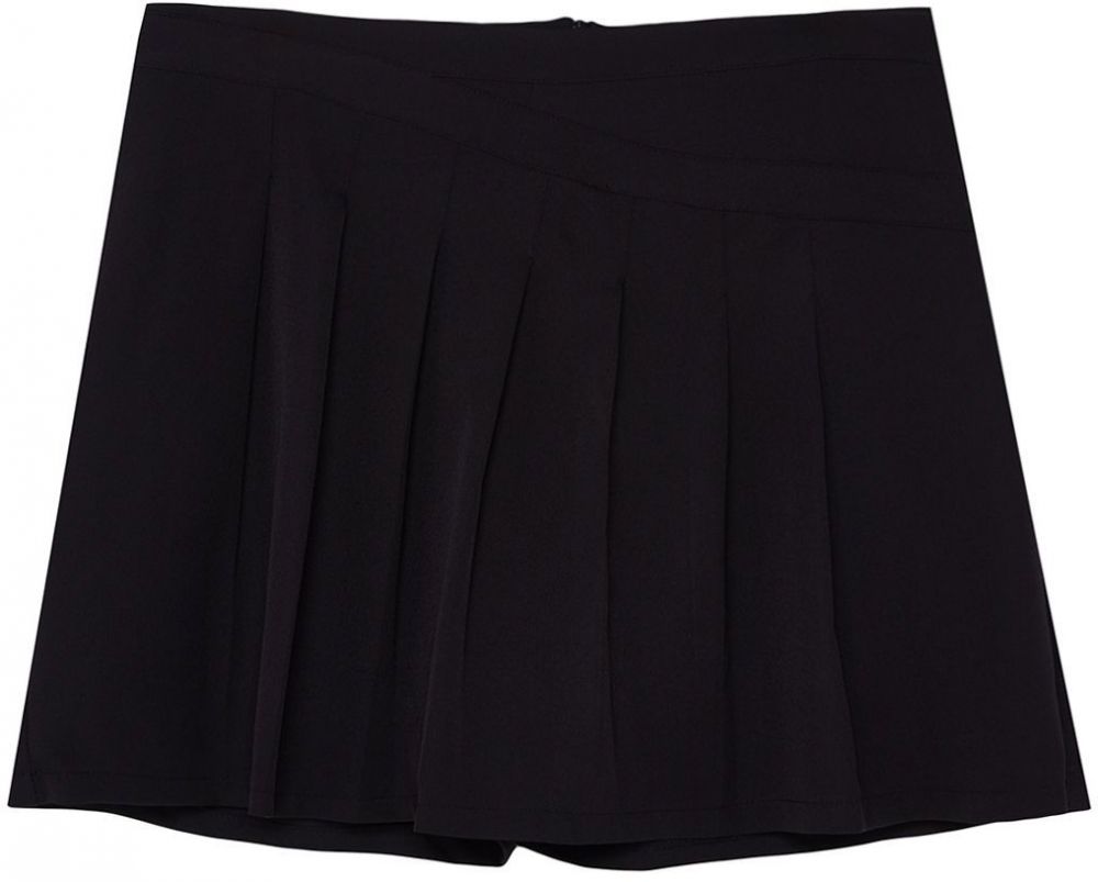 Trendyol Curve Black Pleated Woven Shorts Skirt
