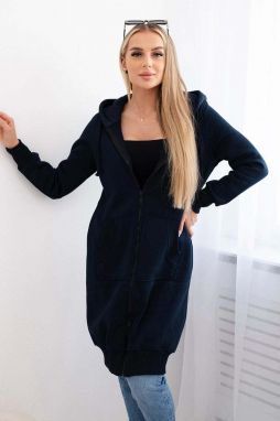 Women's Long Insulated Hooded Sweatshirt - Dark Blue