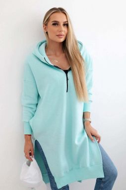 Women's insulated sweatshirt with slits on the sides - mint