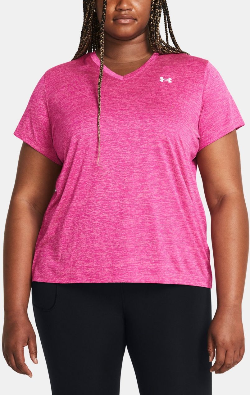 Ružové dámske melírované tričko Under Armour Tech SSV-Twist