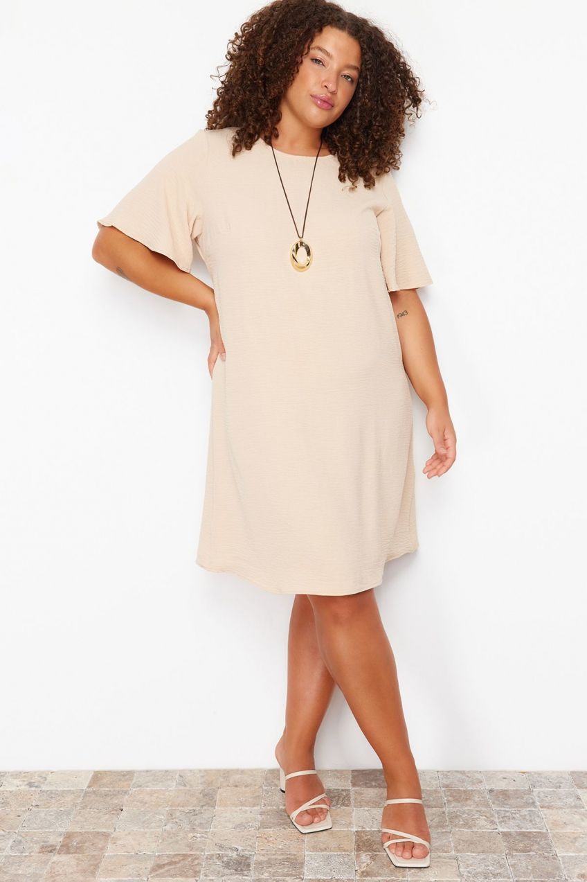 Trendyol Curve Stone Aerobin Woven Plus Size Dress