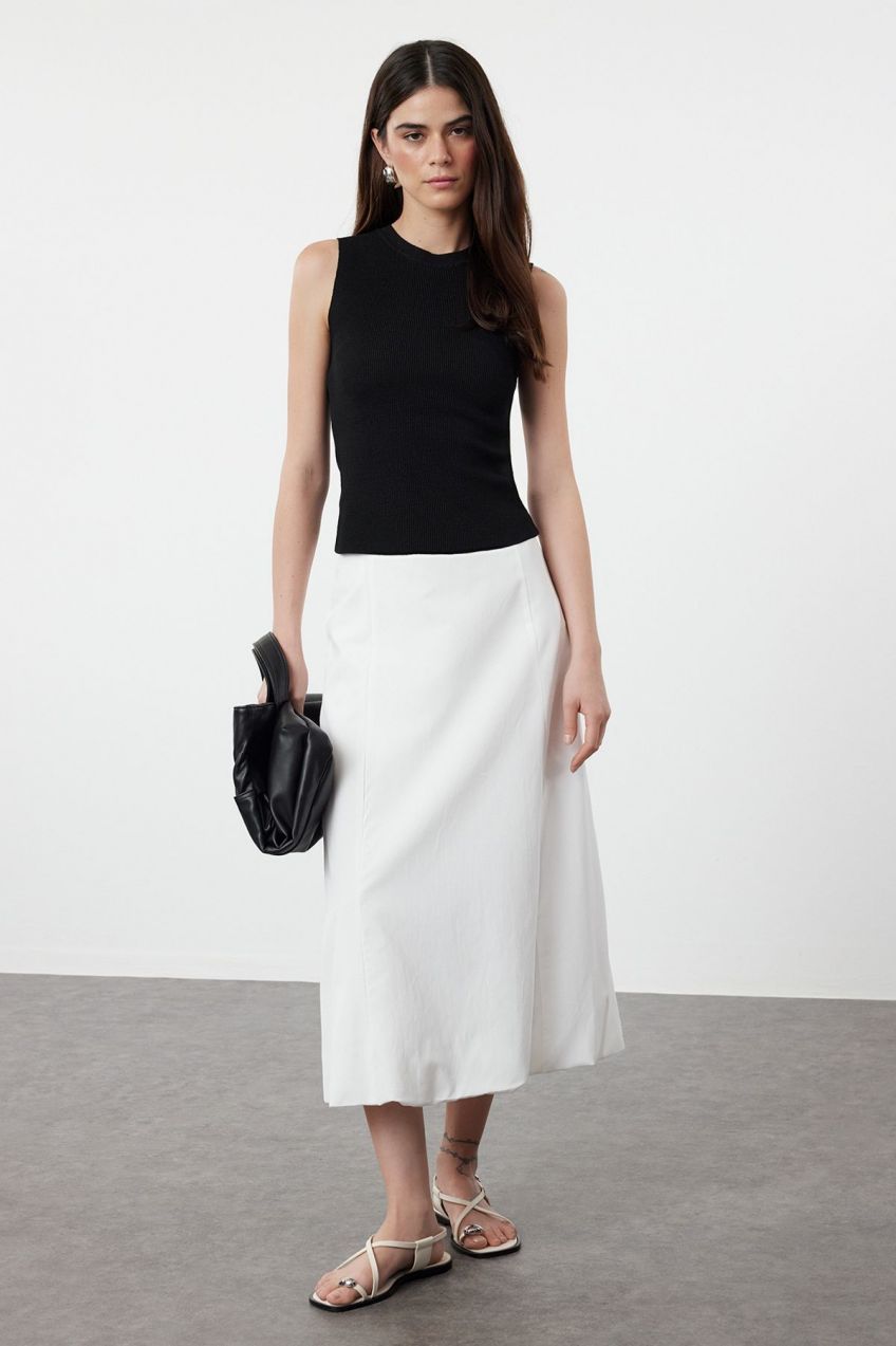 Trendyol Ecru Basic Hem Balloon Maxi Length Woven Skirt