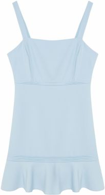 Trendyol Curve Blue A-Cut Rib Detailed Skirt Flounced Strap Woven Mini Plus Size Dress