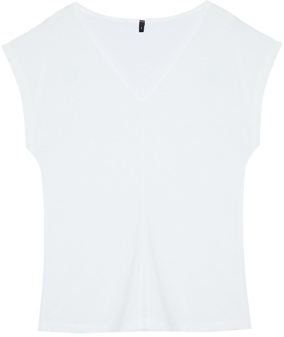 Trendyol White V-Neck Relaxed/Comfortable Cut Knitted T-Shirt