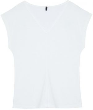 Trendyol White V-Neck Relaxed/Comfortable Cut Knitted T-Shirt