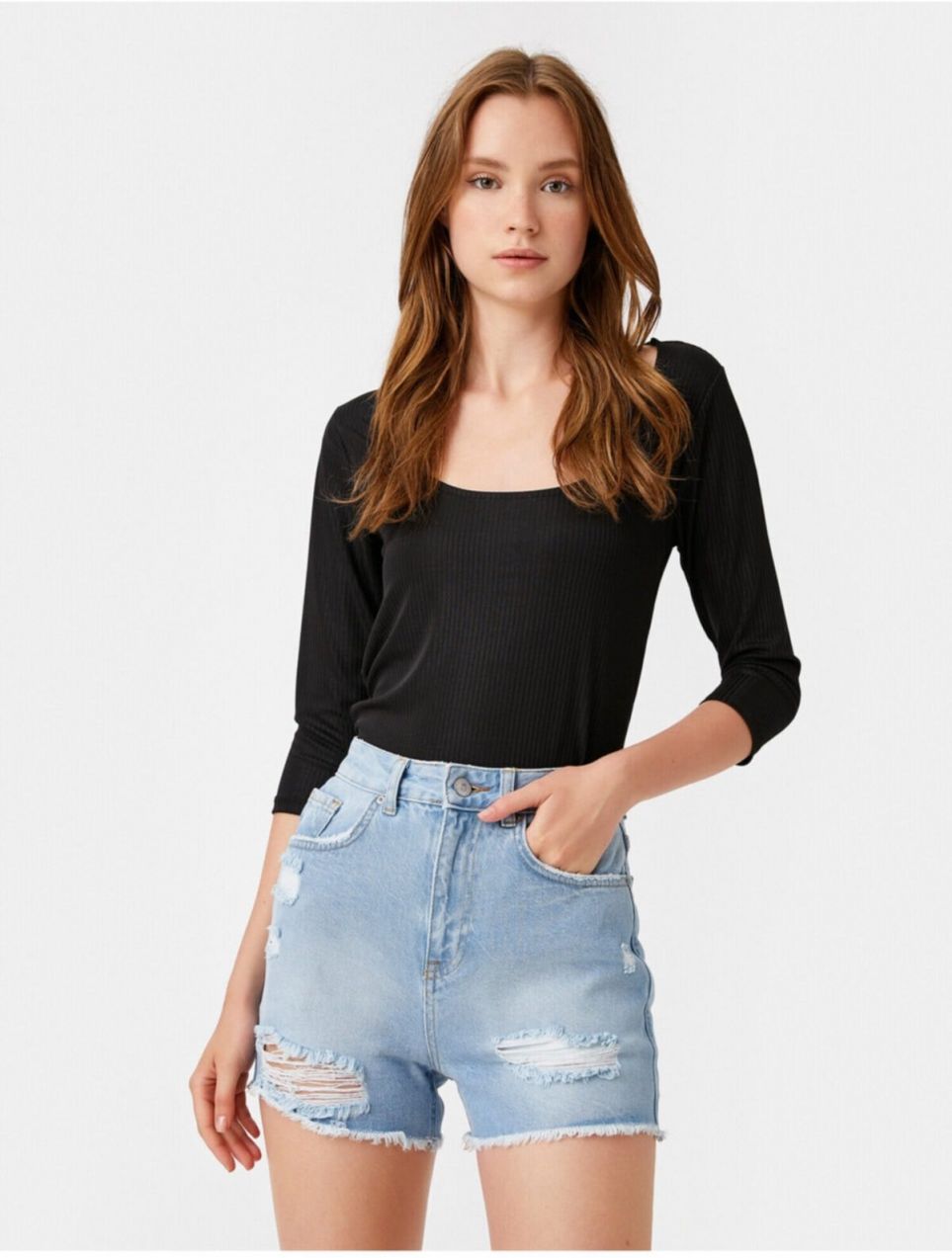 Koton Ribbed Long Sleeve T-Shirt