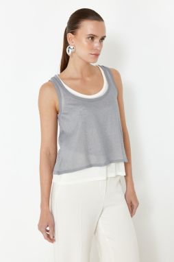 Trendyol Gray Double Layer Knitwear Thin Blouse