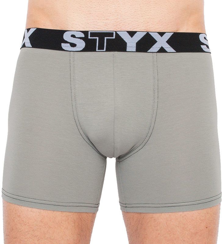 Men's boxers Styx long sports rubber light gray
