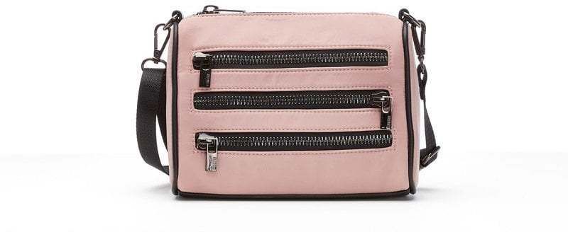 Small fashion handbag Big Star with decorative zippers - pink