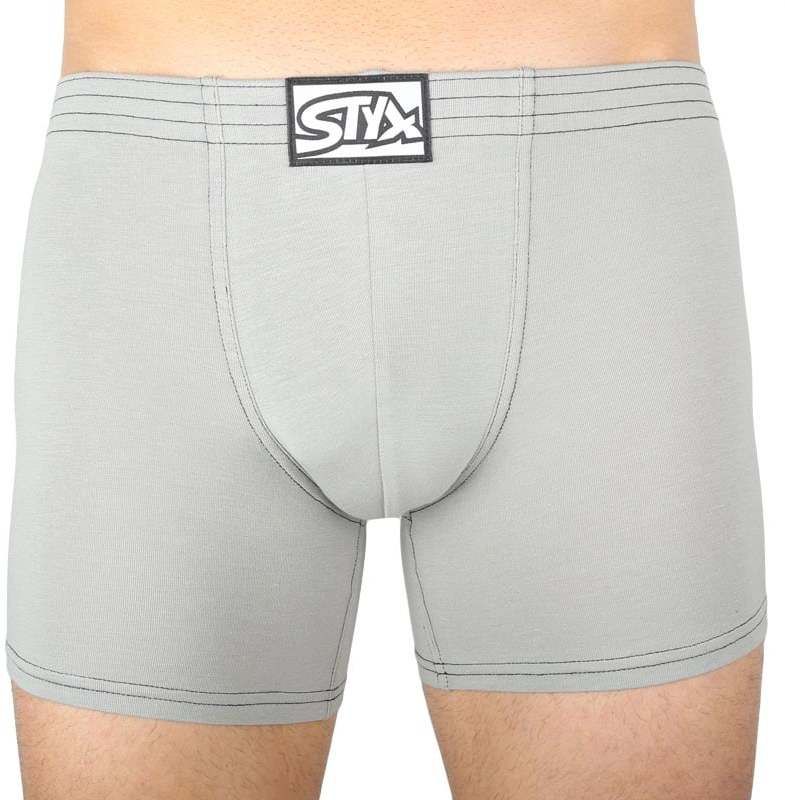 Men's boxers Styx long classic rubber light gray