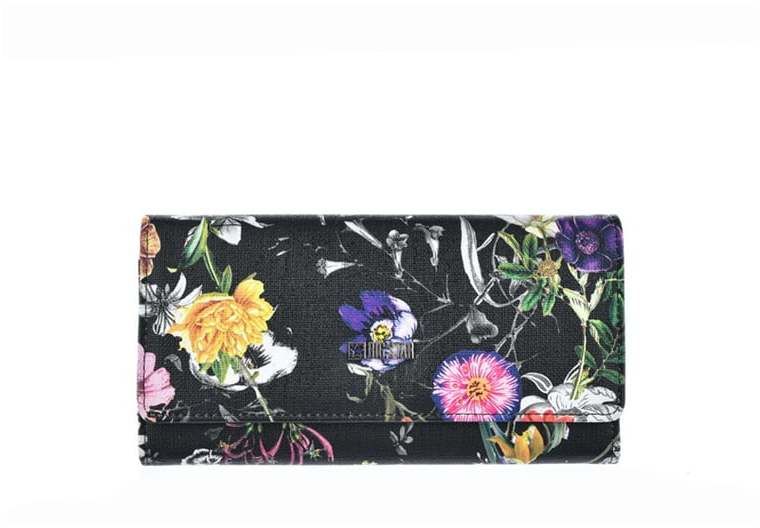 Women's Big Star Large Wallet - Black/Floral