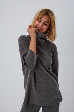 Knitted turtleneck sweatshirt - graphite