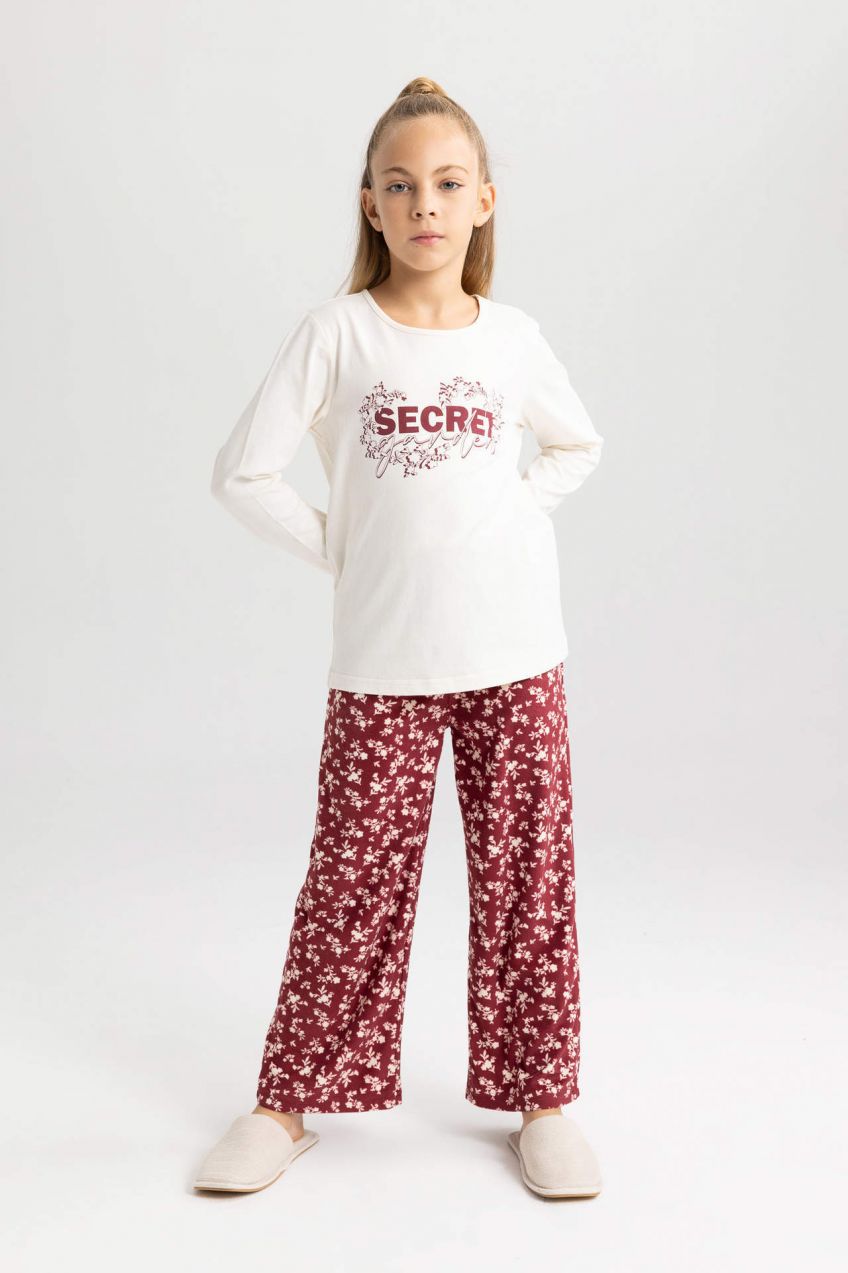 DEFACTO Girl Regular Fit Combed Cotton 2 Piece Pajama Set