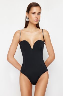 Trendyol Black Balcony V-String Regular Swimsuit