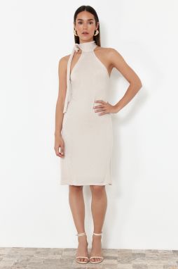 Trendyol Stone Plain Bodycone Mini Knitwear Dress