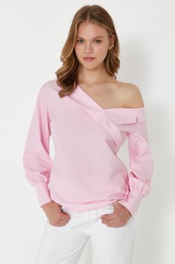 Trendyol Pink Boat Neck Woven Blouse