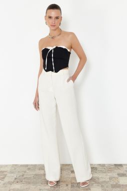 Trendyol Black Tie Detailed Strapless Crop Woven Blouse