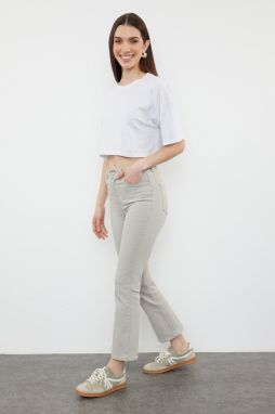 Trendyol Gray High Waist Crop Flare Jeans