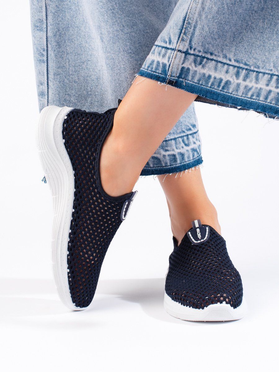 Shelvt Openwork slip-on navy blue sneakers