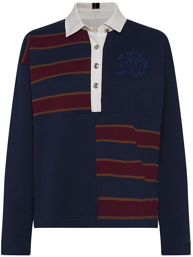 Tommy Hilfiger Polo tričko - OVERSIZED RUGBY TOP LS vzorované