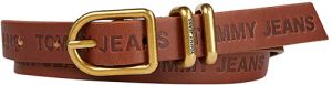Tommy Jeans Opasok - TJW LEATHER LOGO HIGH WAIST BELT hnedý