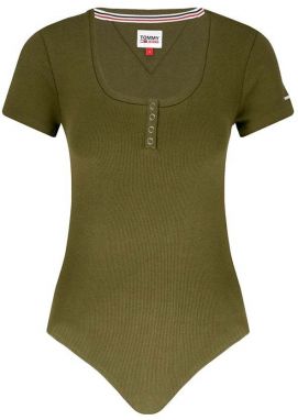 Tommy Jeans Body - TJW RIB HENLEY BODY zelené
