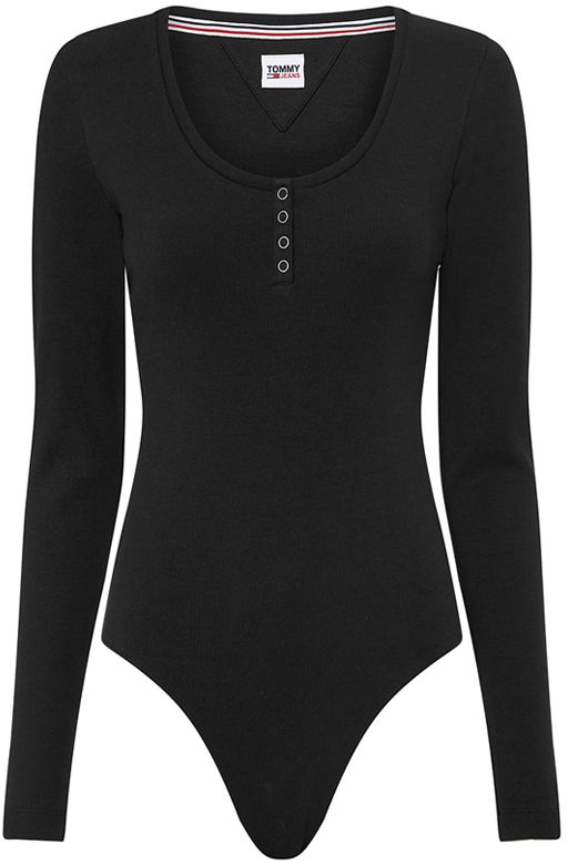 Tommy Jeans Body - TJW RIB HENLEY BODY LS čierne