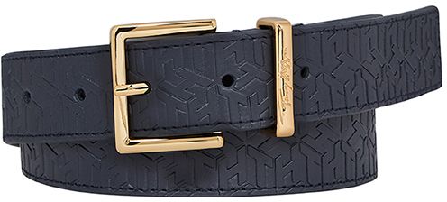 Tommy Hilfiger Opasok - SIGNATURE BELT 3.0 MONOGRAM modrý