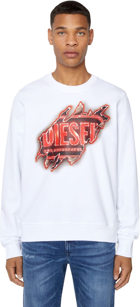 Diesel Mikina - S-GINN-E9 SWEAT-SHIRT biela