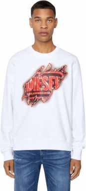 Diesel Mikina - S-GINN-E9 SWEAT-SHIRT biela