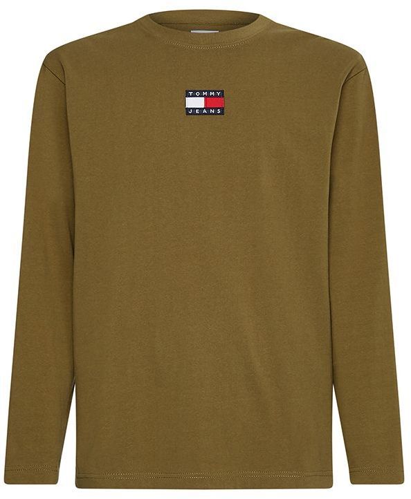 Tommy Jeans Tričko - TJM LS TOMMY BADGE TEE zelené