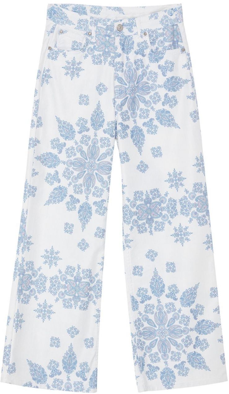 Trendyol Multicolored Floral Printed High Waist Culotte Jeans